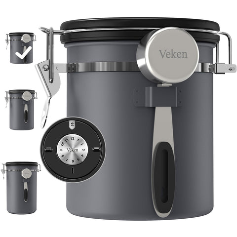 Veken coffee canister with airtight lid keeps beans fresh and aromatic.