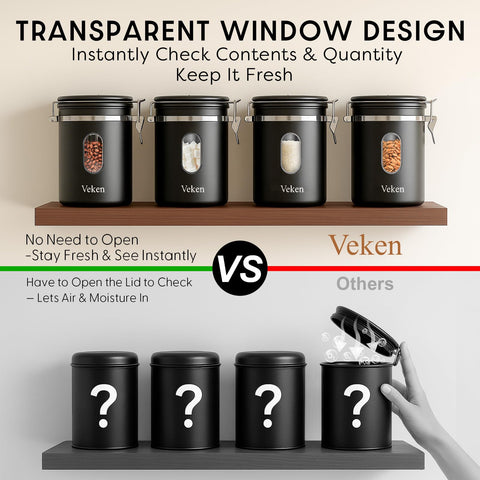 Veken coffee canister airtight seal preserves aroma by limiting exposure