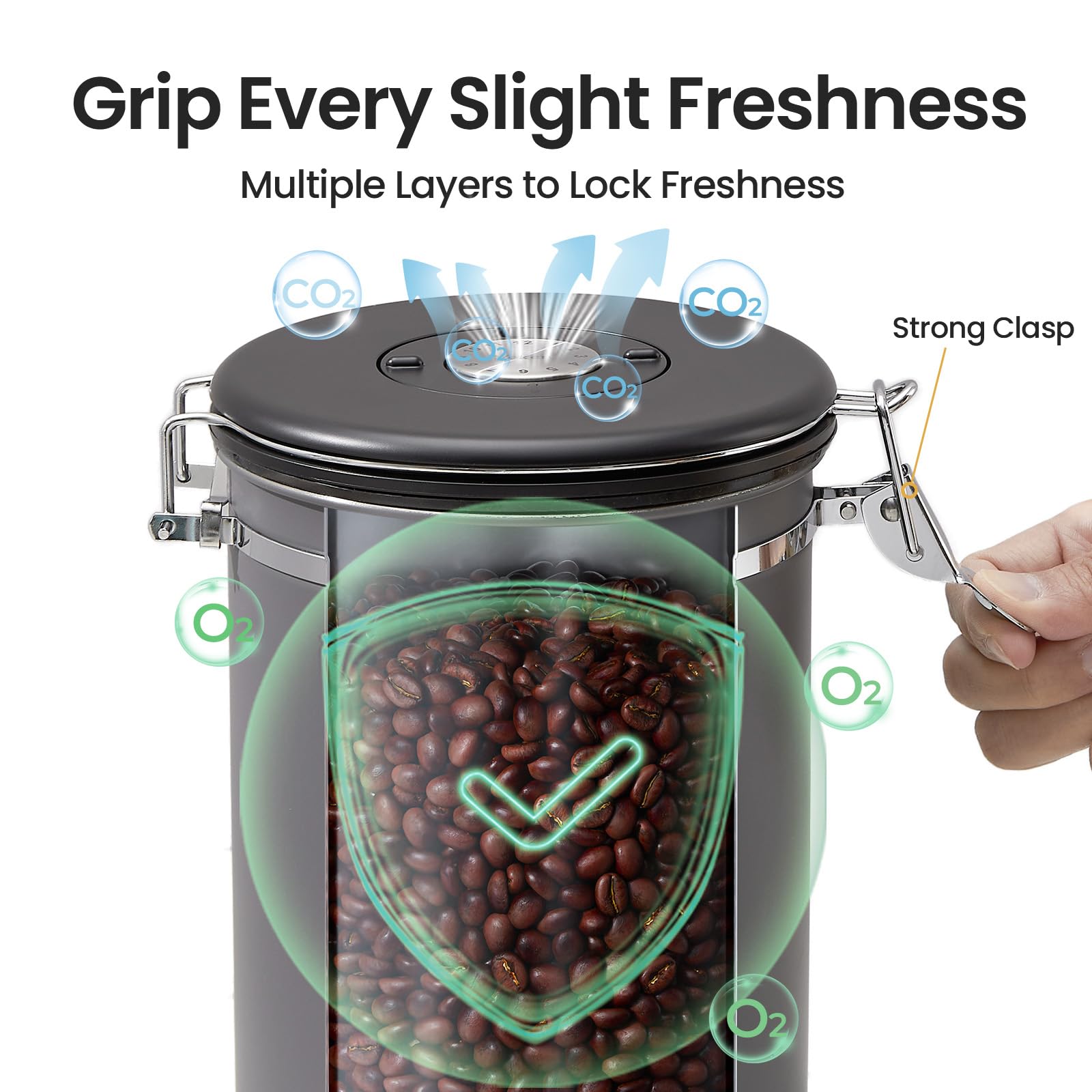 Veken coffee canister lid date tracker enables freshness planning.