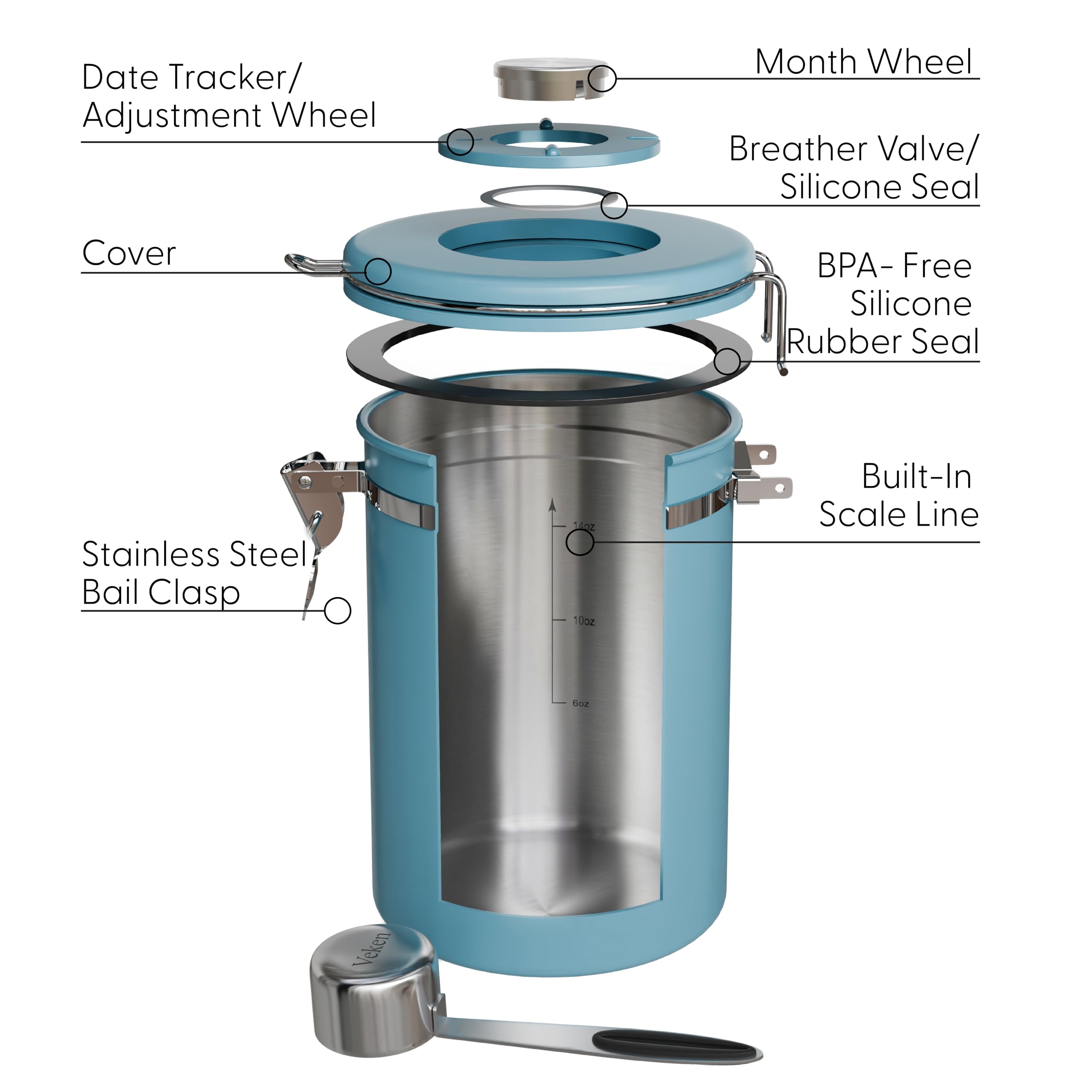 Veken includes a free stainless steel scoop for easy dosing