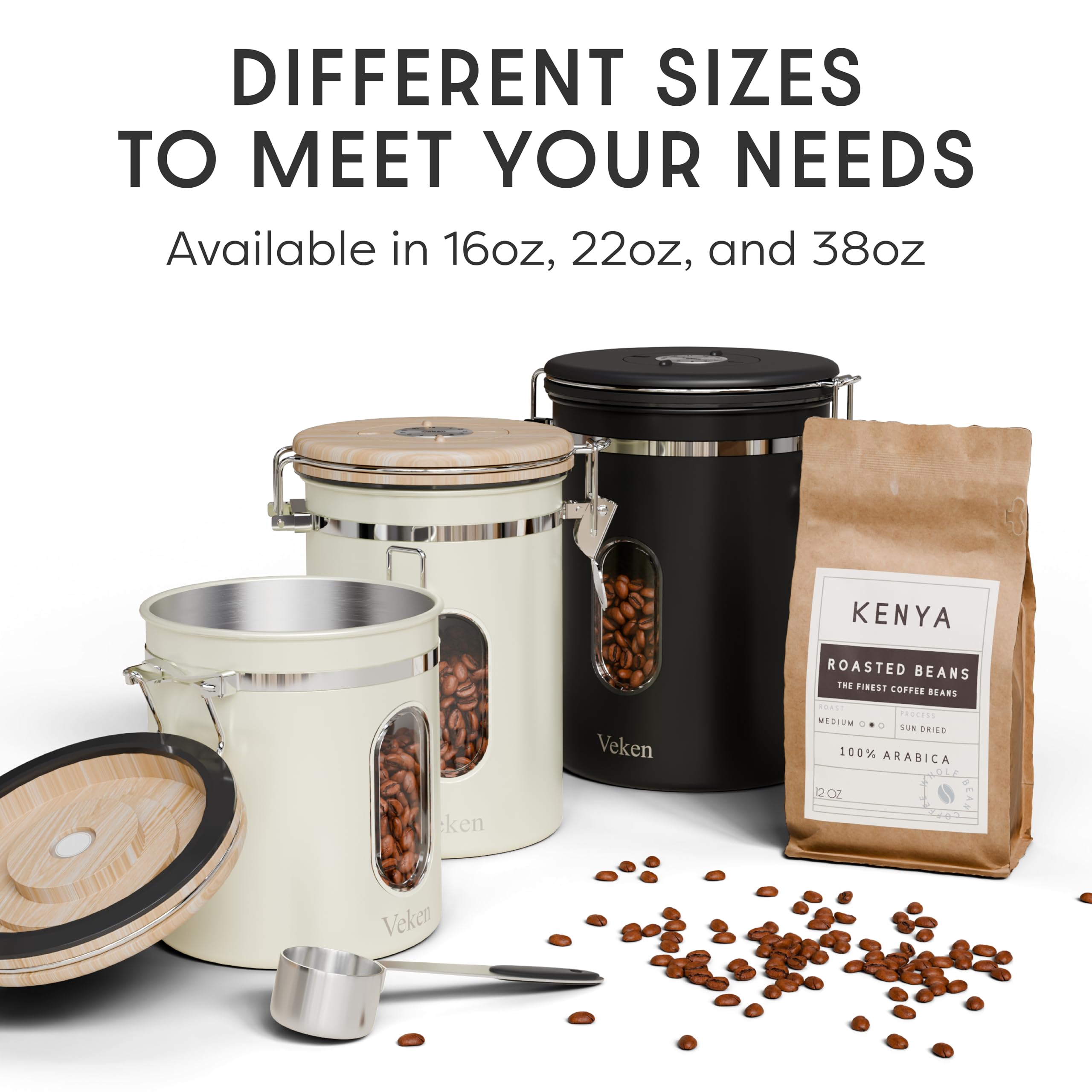 Veken canister features a scale line for precise dosing