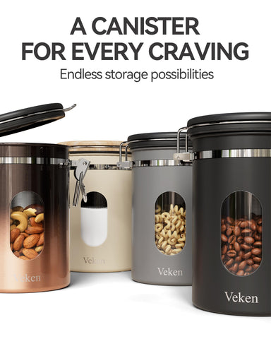 Veken canister scale lines enable precise measurement for perfect brews.