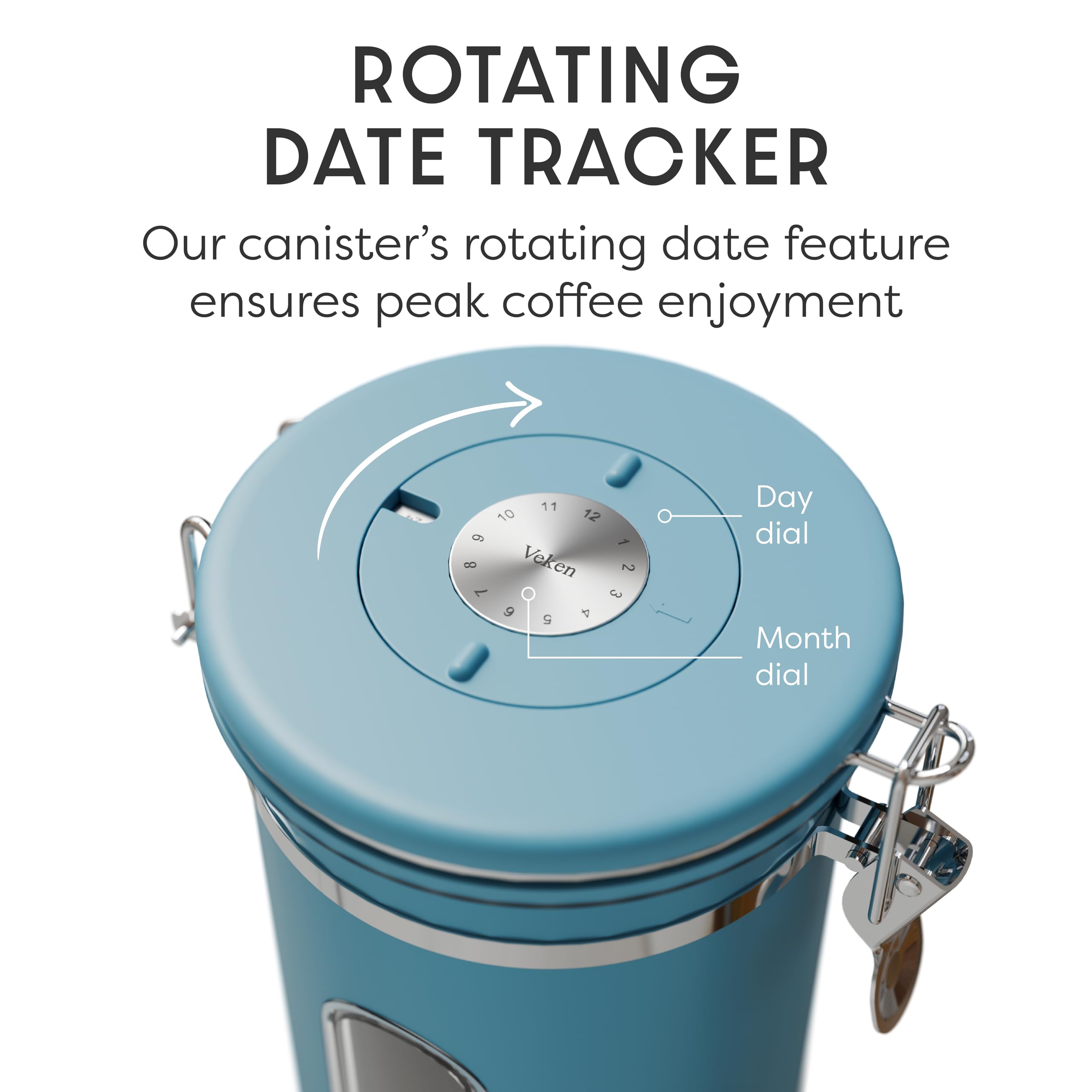 Veken coffee canister scale markings for precise measuring