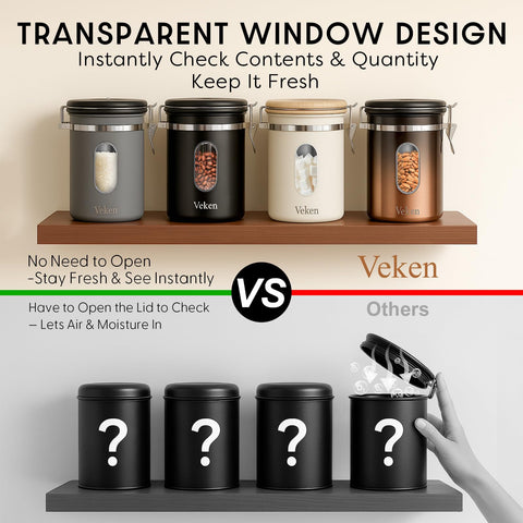 Veken canister with silicone seal keeps air out and aromas in