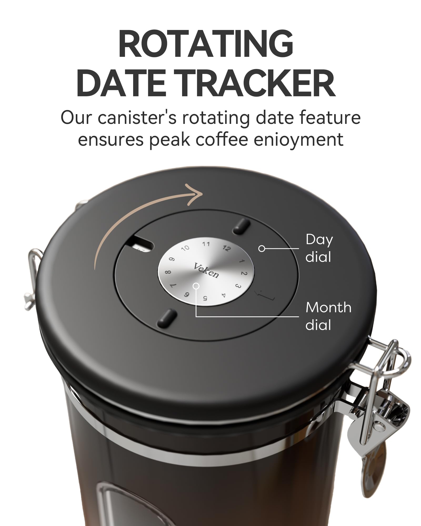 Veken coffee canister silicone seal ensures airtight protection for daily use.