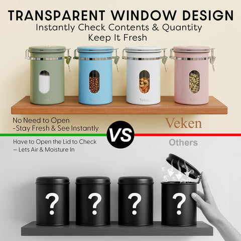 Veken coffee canister silicone seal keeps air out for lasting aroma