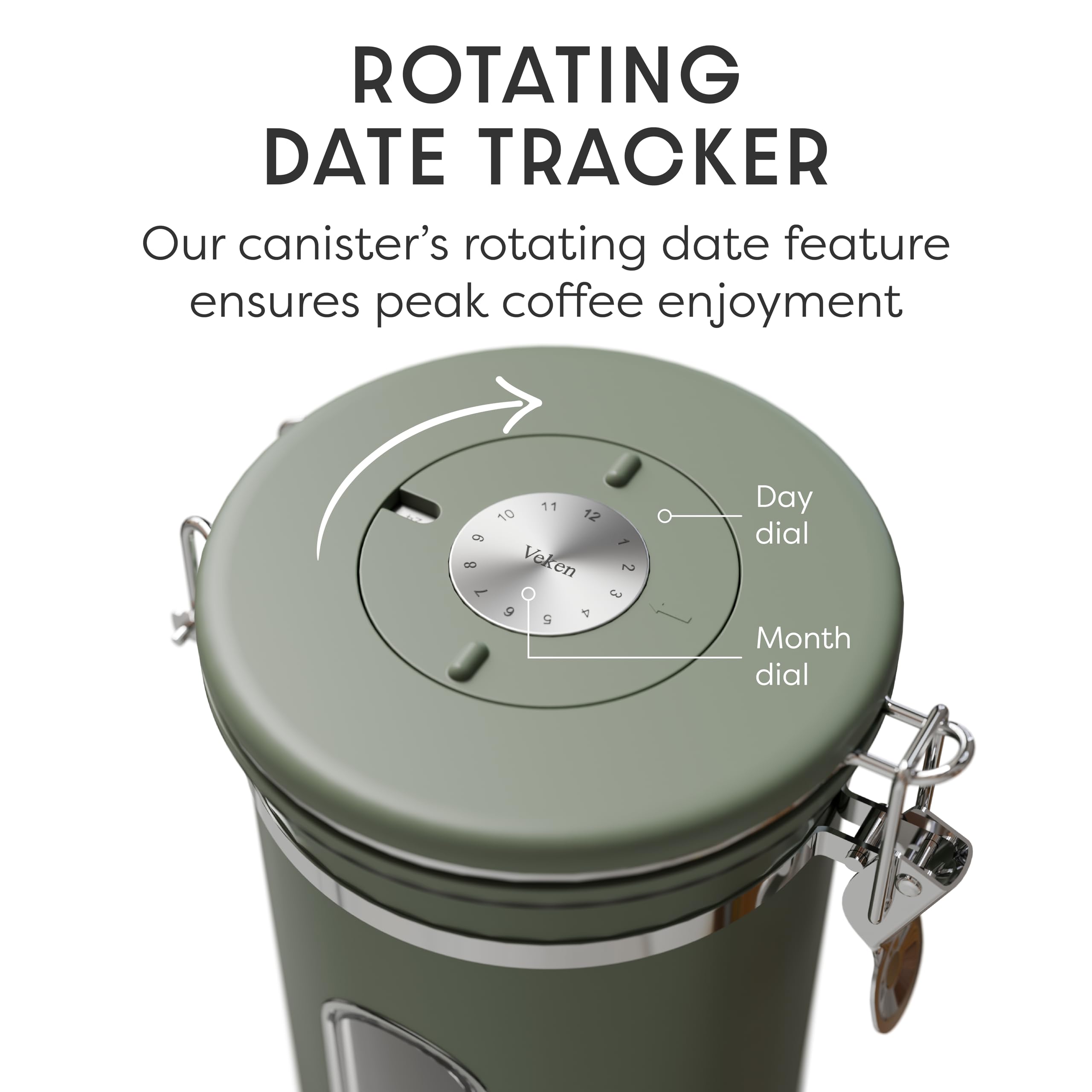 Durable 304 stainless steel body of the Veken canister.