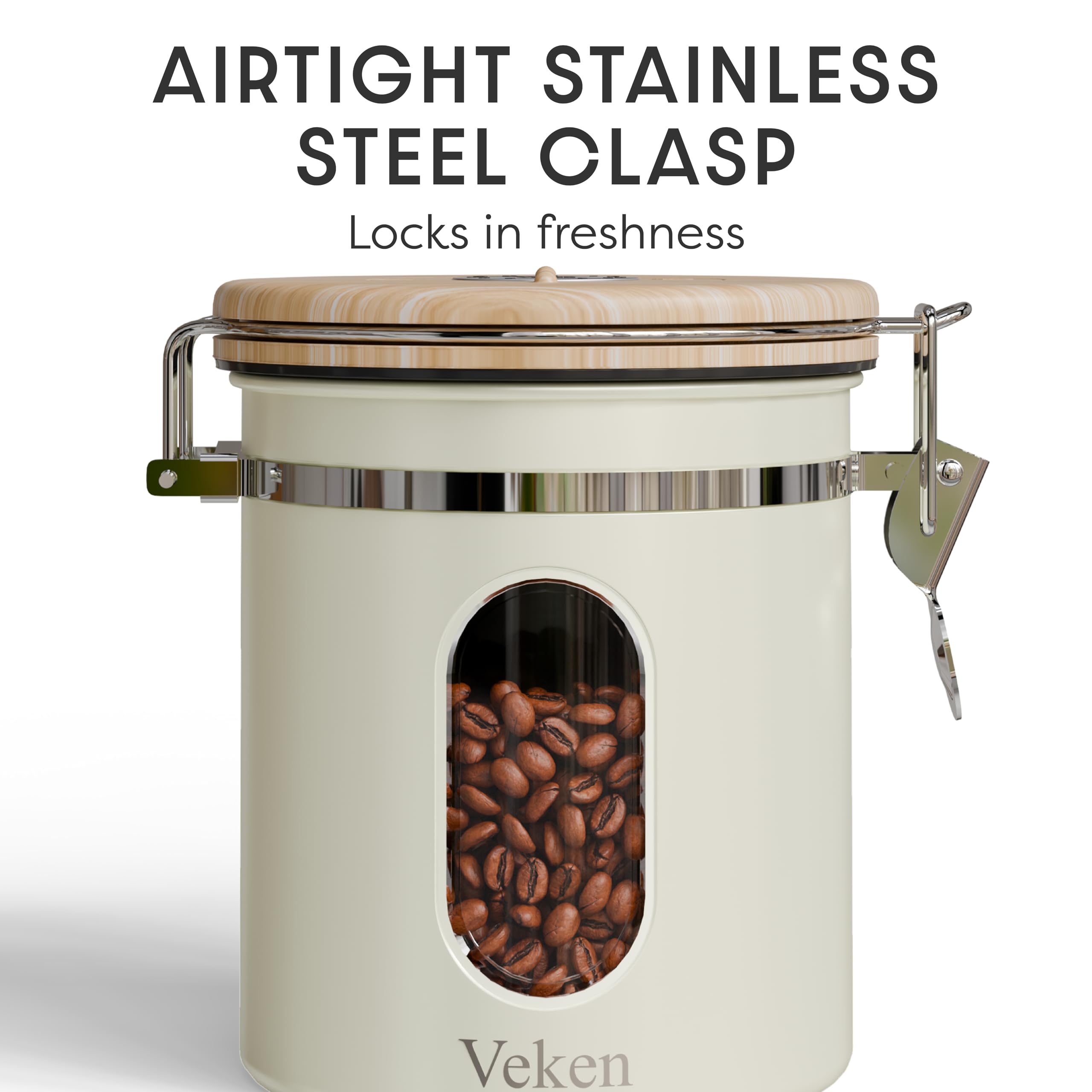 Veken coffee canister in 304 stainless steel for durability