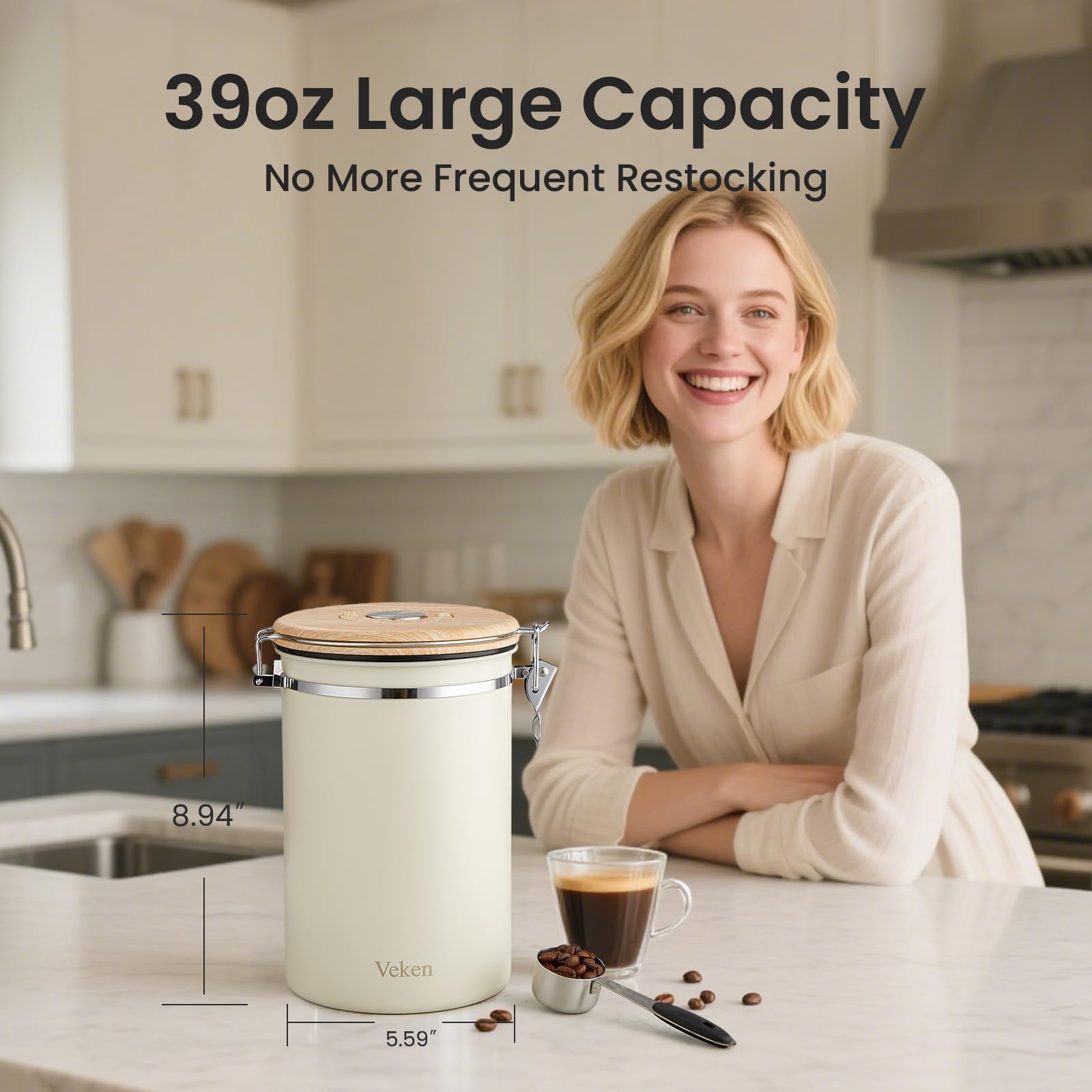 Veken canister blocks sunlight to keep coffee aroma intact.