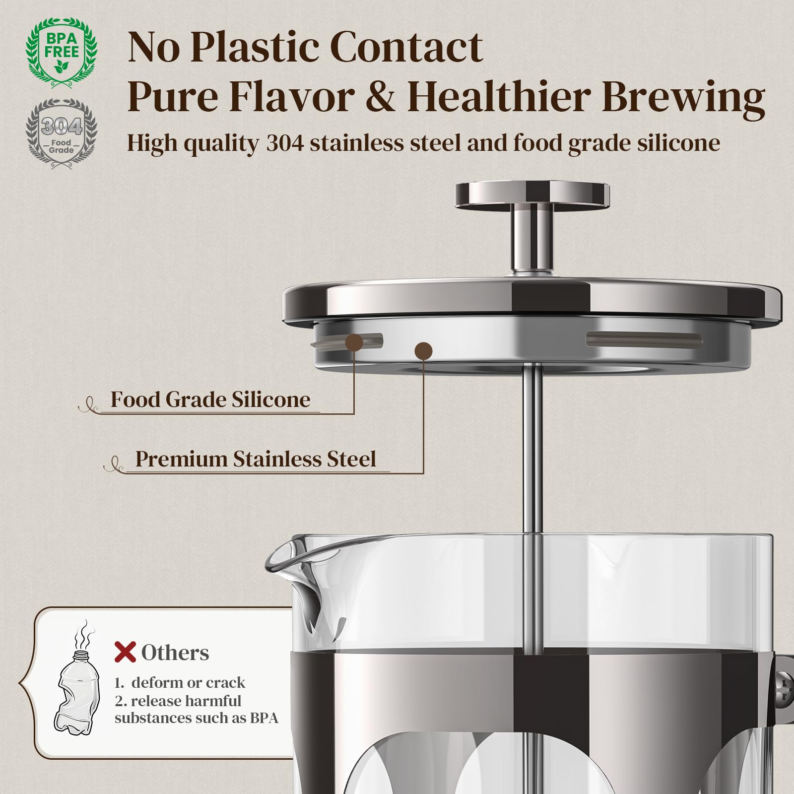 Close-up of the 4-level filter ensures smooth, sludge-free crema and aroma
