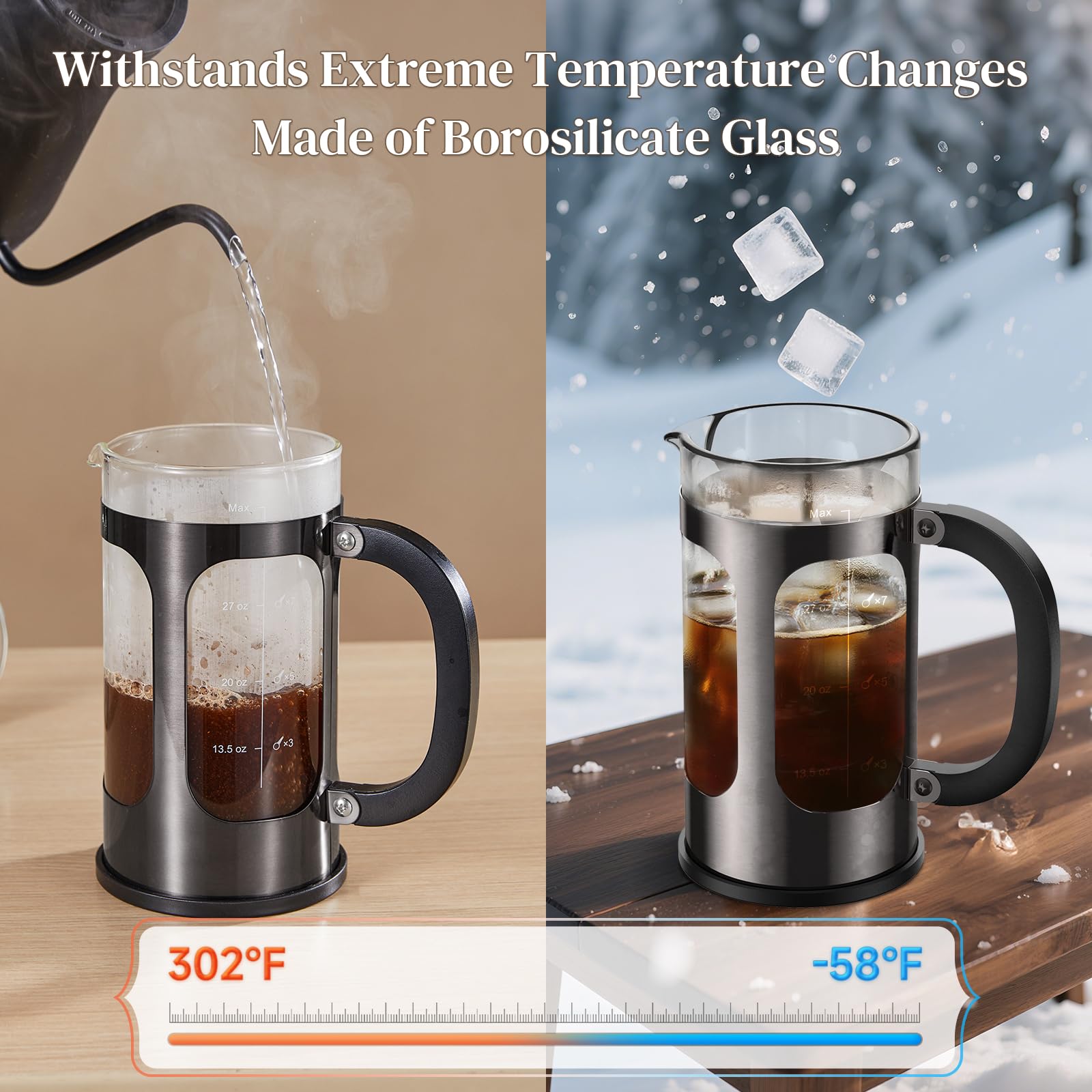 Borosilicate glass side view showing heat-resistant body