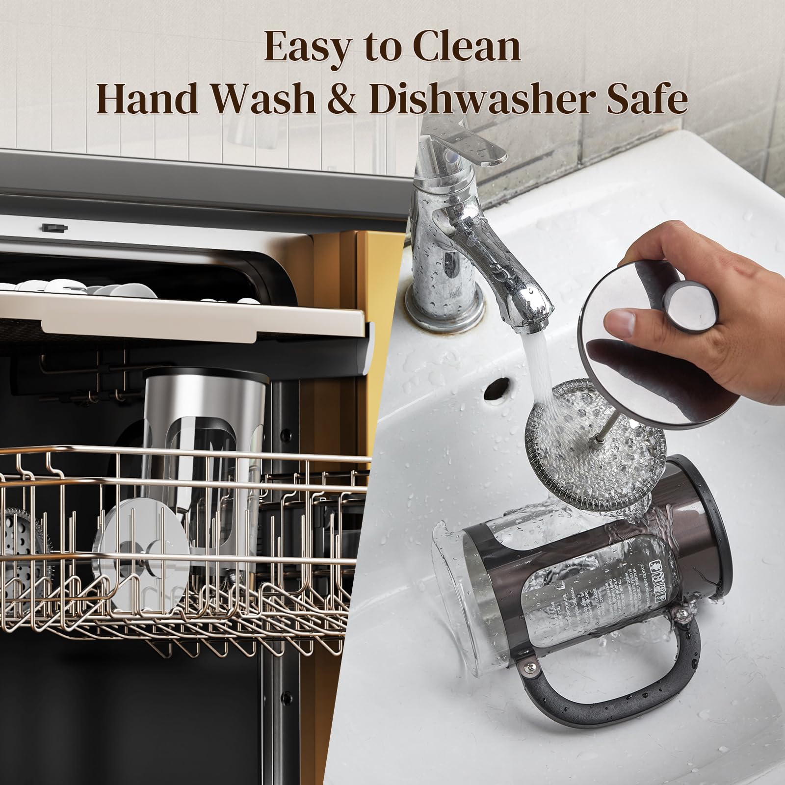 Disassembles for easy cleaning and dishwasher-safe components after use