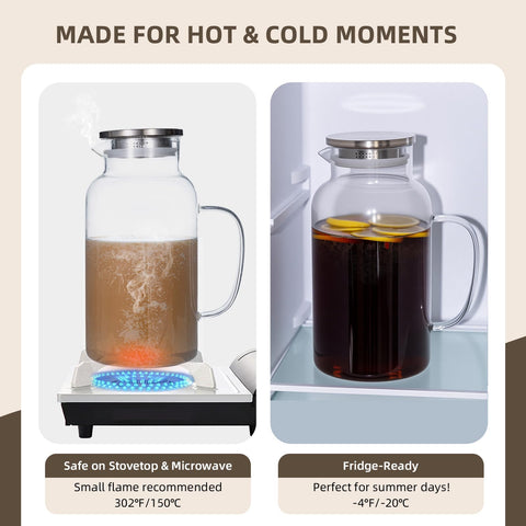 Vekonn temperature-safe pitcher withstands -4°F to 302°F for versatile serving.