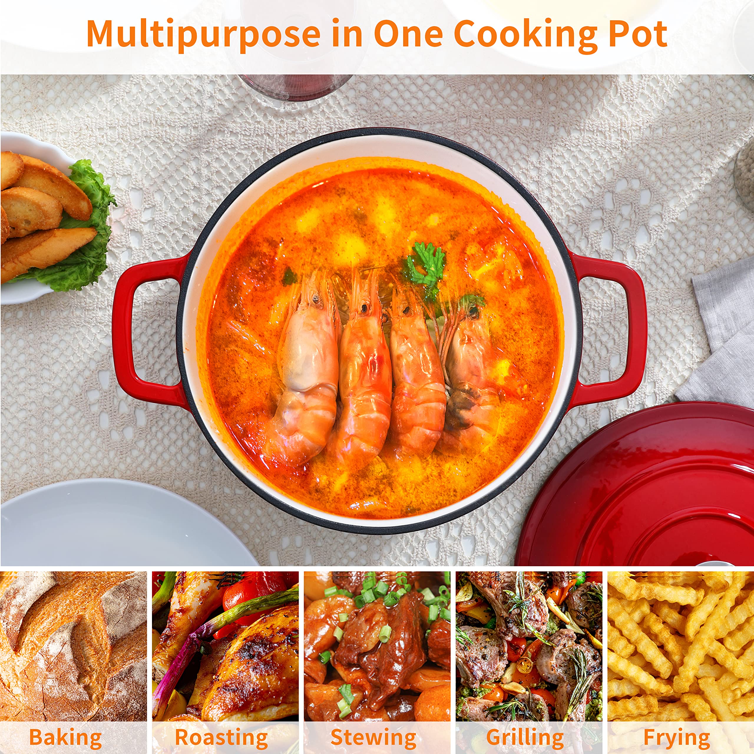 Velaze Dutch oven enamel surface is easy to clean after cooking.