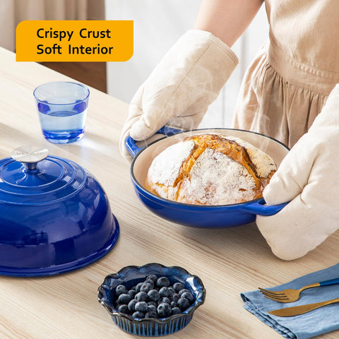 Velaze enameled Dutch oven 5qt enamel-blue finish resists rust and scratches.