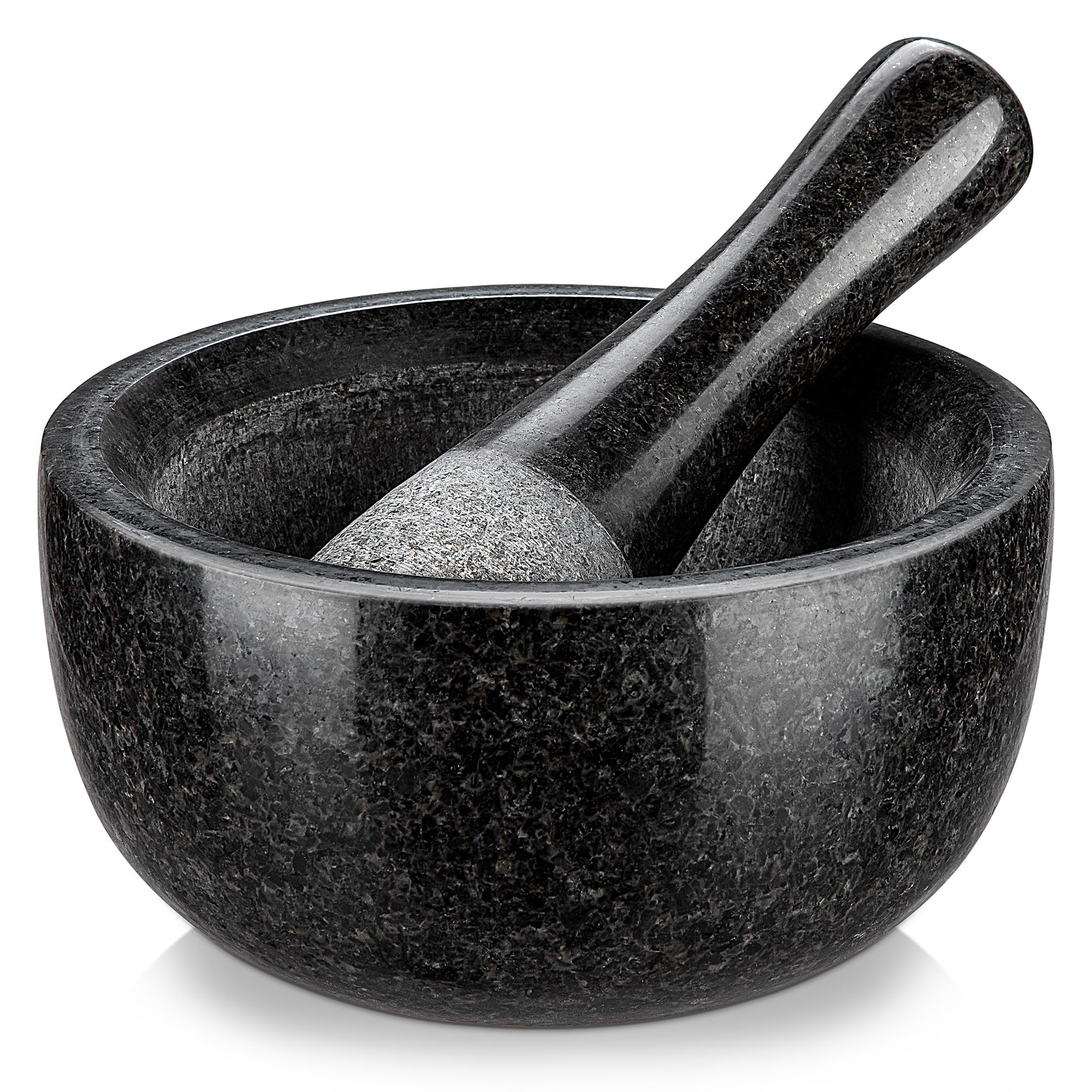 Velaze granite mortar and pestle with 580ml capacity for efficient herb grinding.