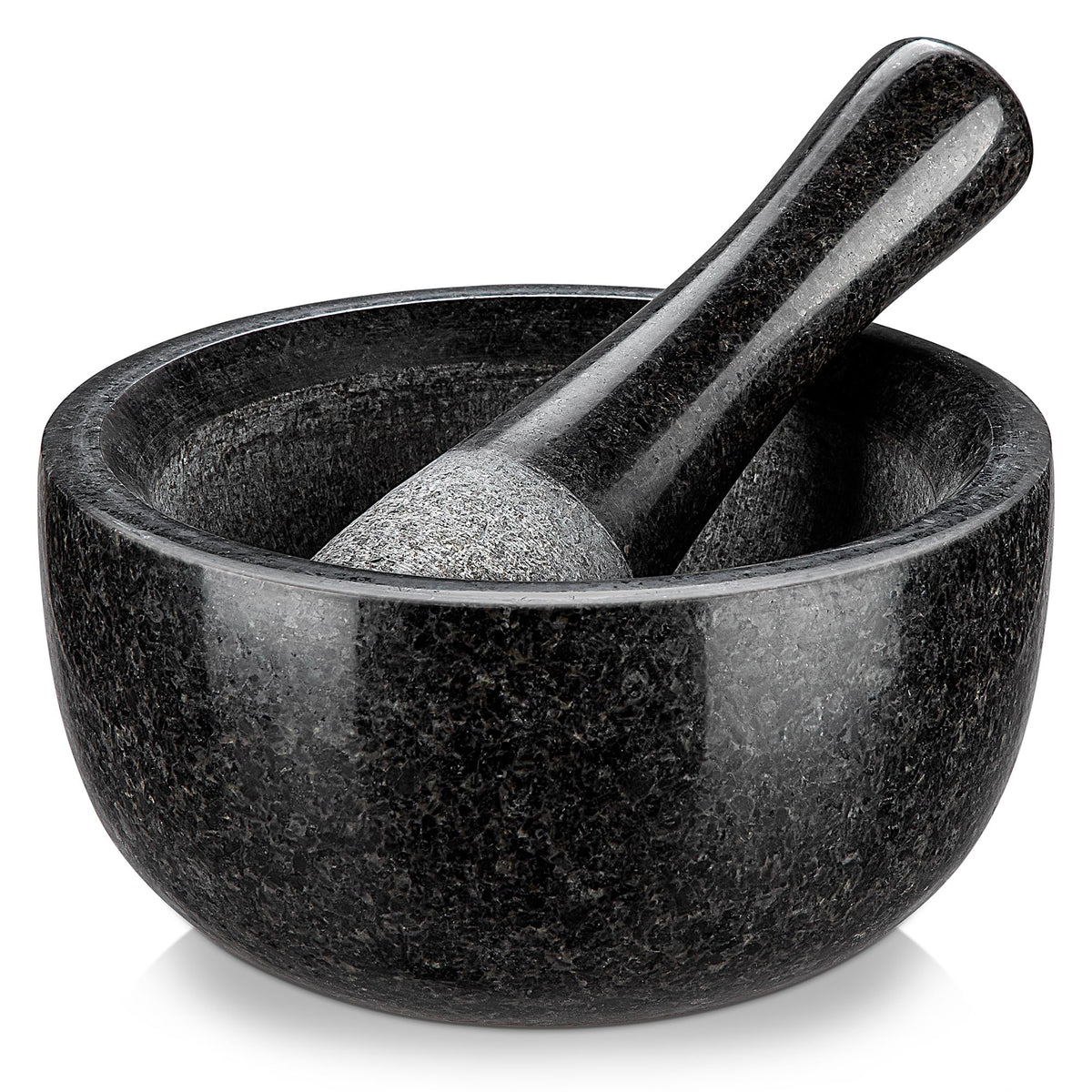 Velaze granite mortar and pestle with 580ml capacity for efficient herb grinding.
