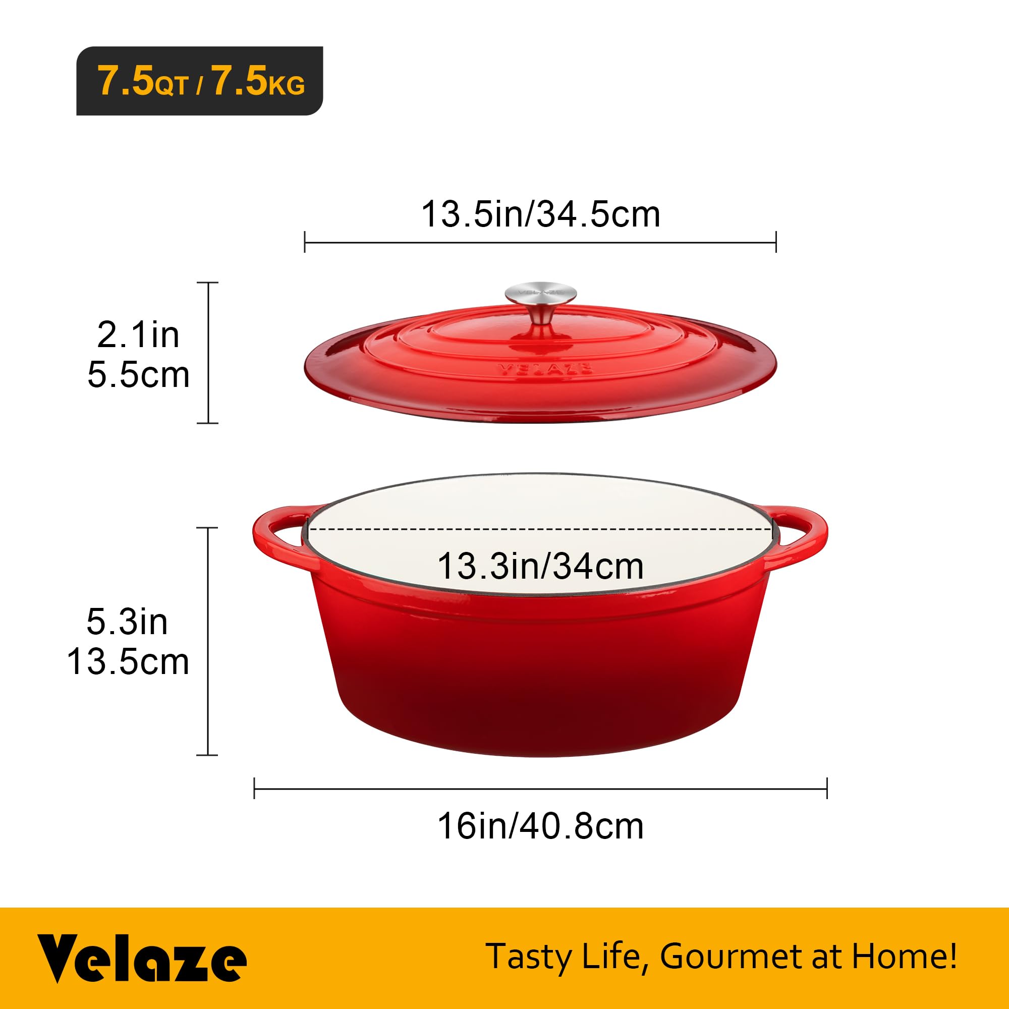 Velaze non-stick enamel coating aids gentle scraping and easy maintenance