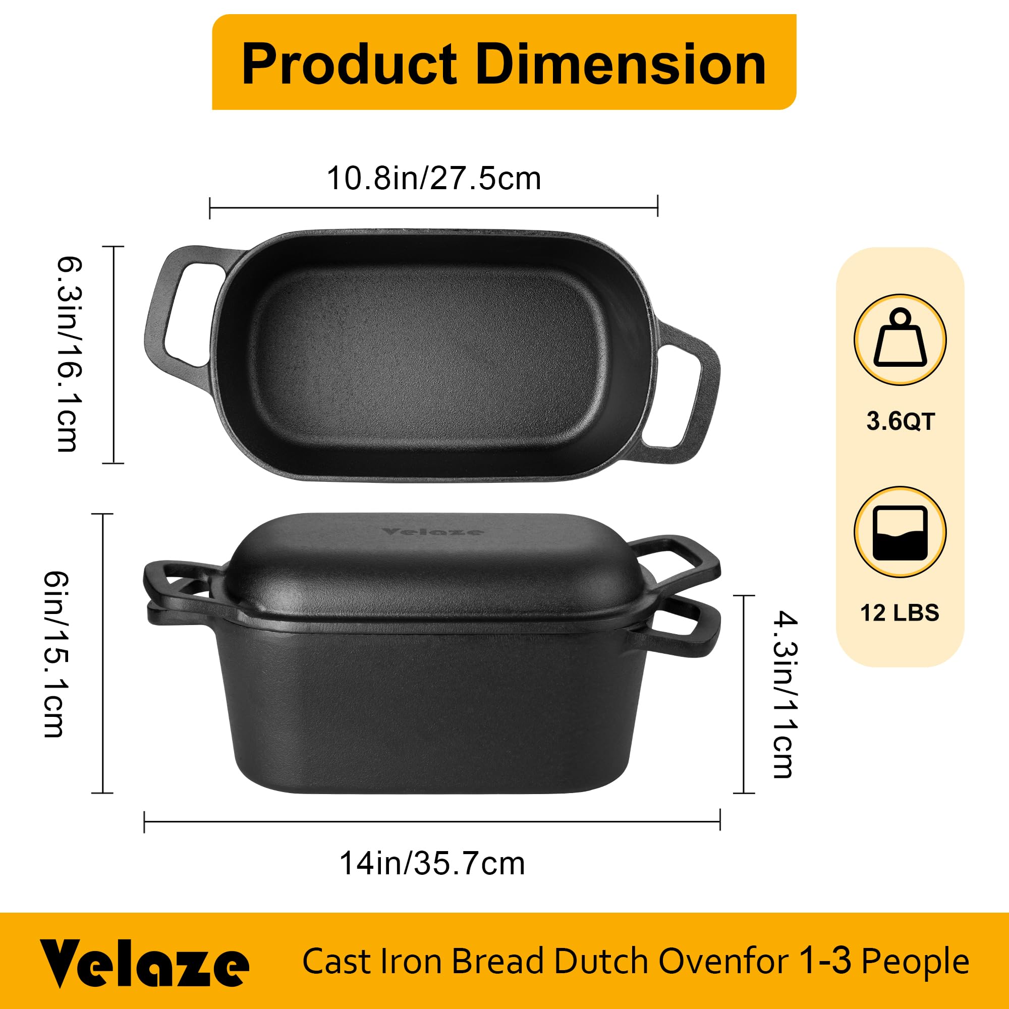Velaze oval cast-iron bread oven lid steams inside for tender crumb.