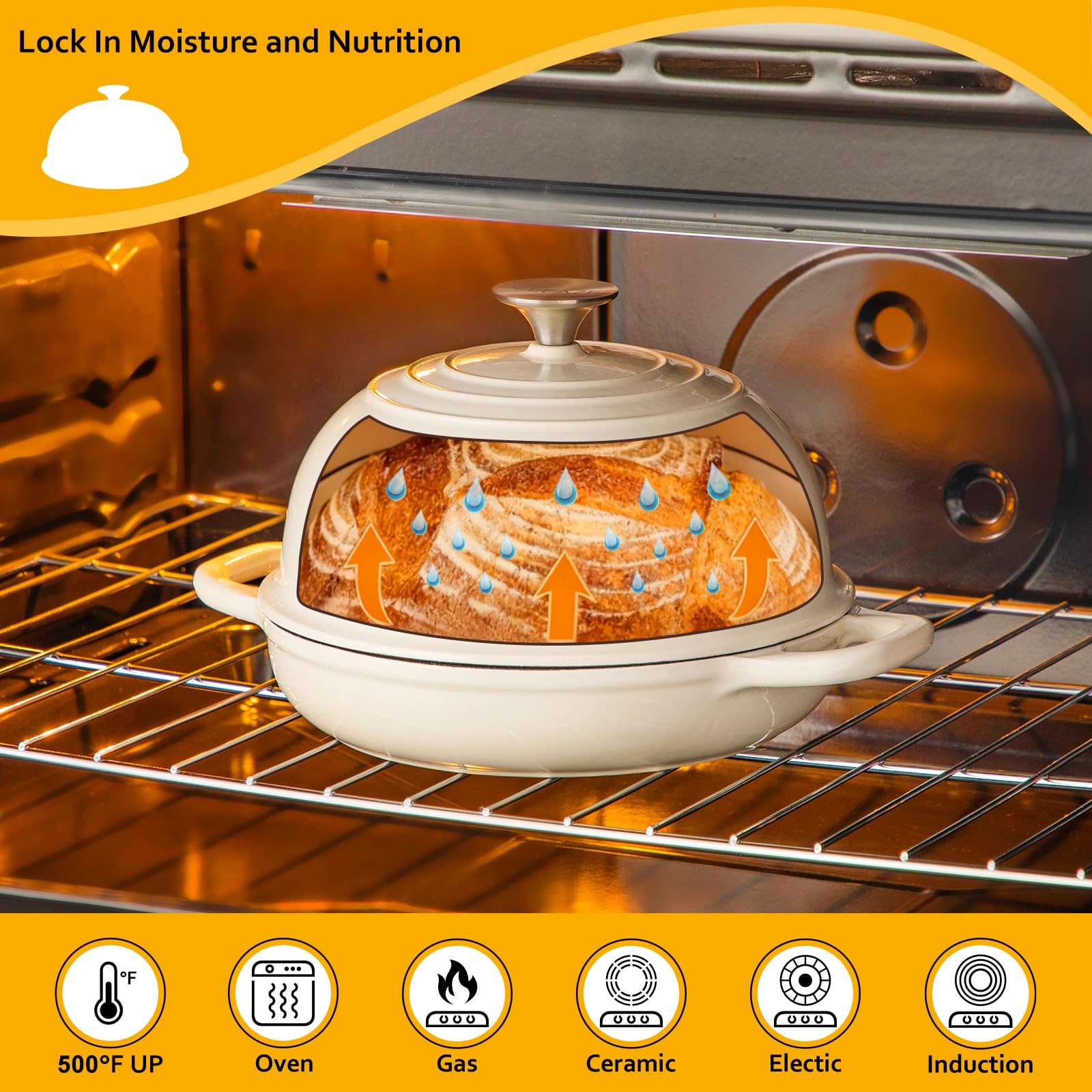 Velaze 5qt cast-iron used for roasting beef and braising poultry