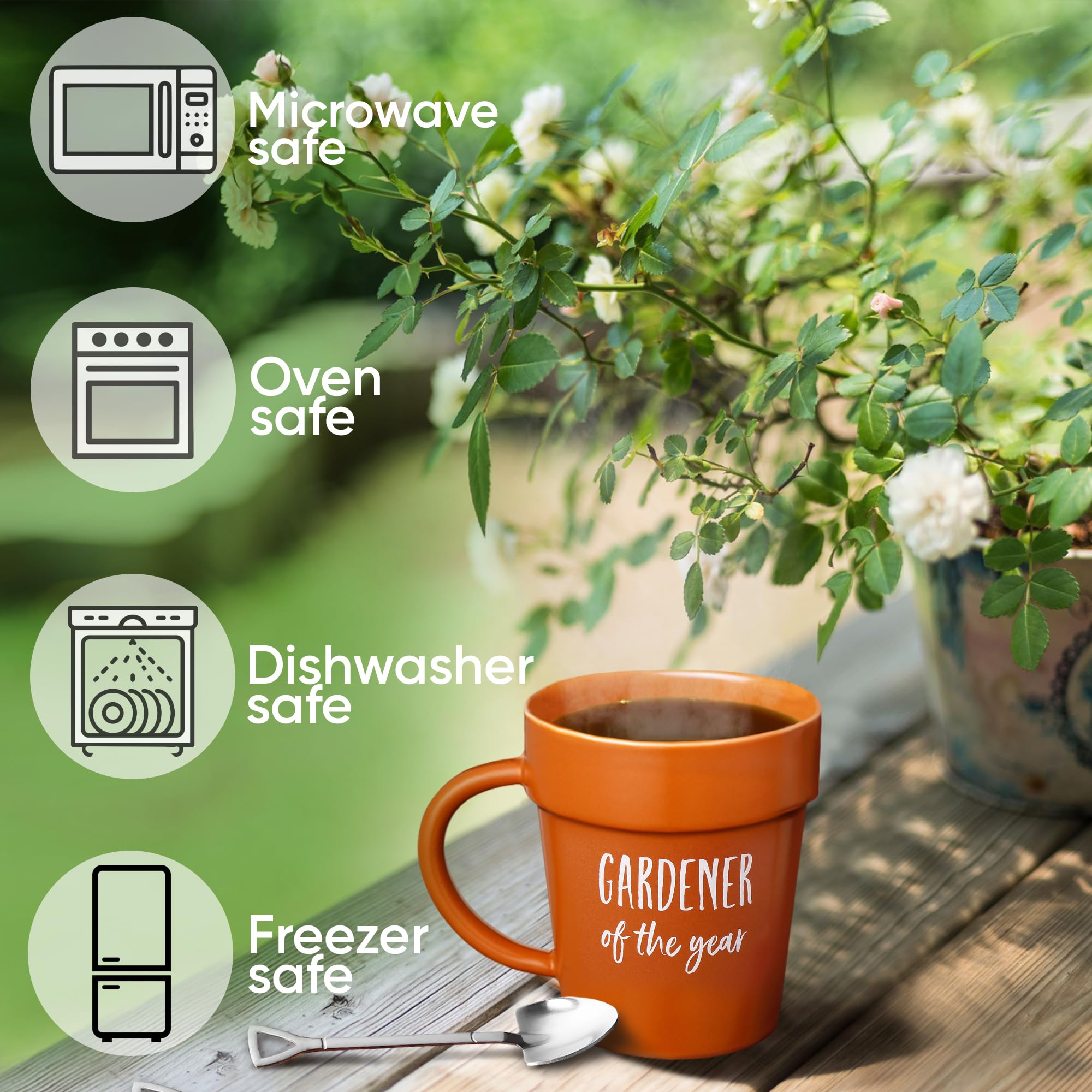 VELENTI Gardener mug wide mouth for easy sipping and comfortable drinks.