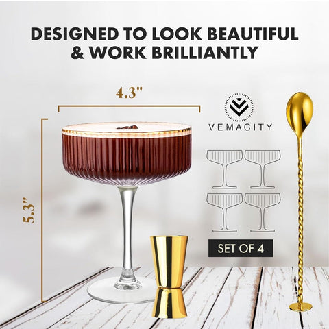 Versatile VEMACITY glasses suitable for Cosmos, Margaritas, and champagne celebrations.