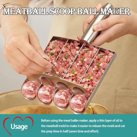 VEMJO stainless scraper card helps shape meatballs without touching raw meat.