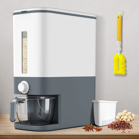 VenDotbi rice dispenser with built-in fresh box keeps grains dry and pest-free.