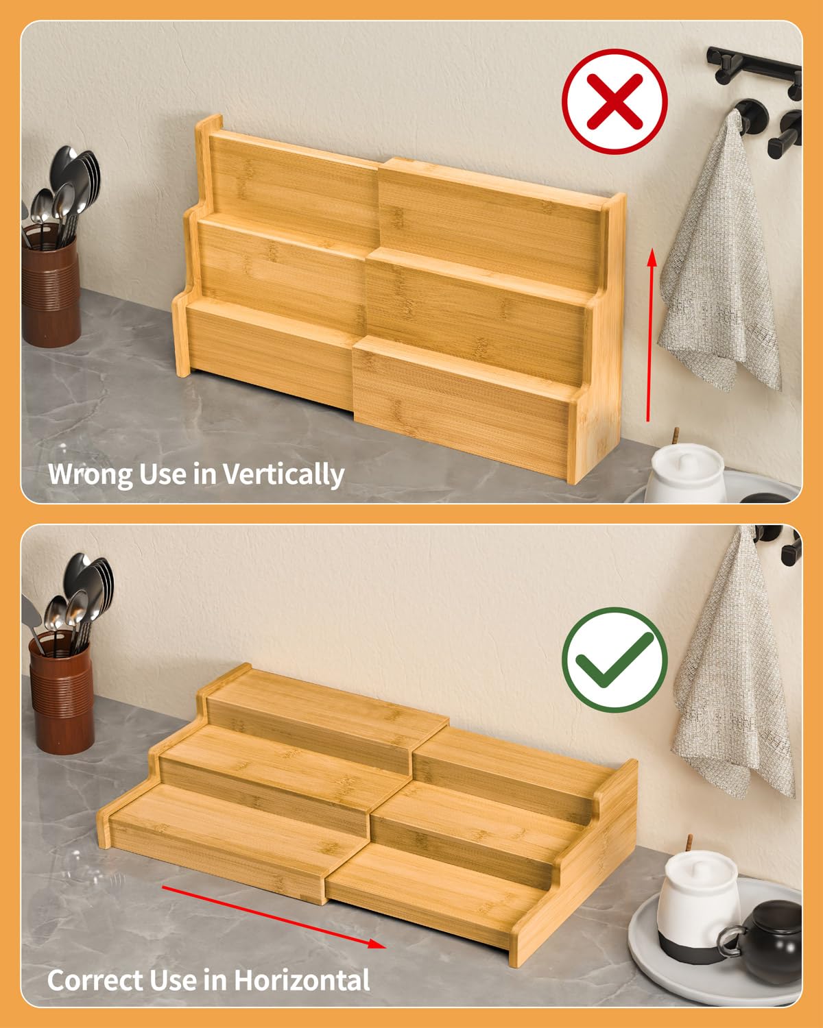 VenDotbi bamboo rack surface is easy to wipe for quick cleaning