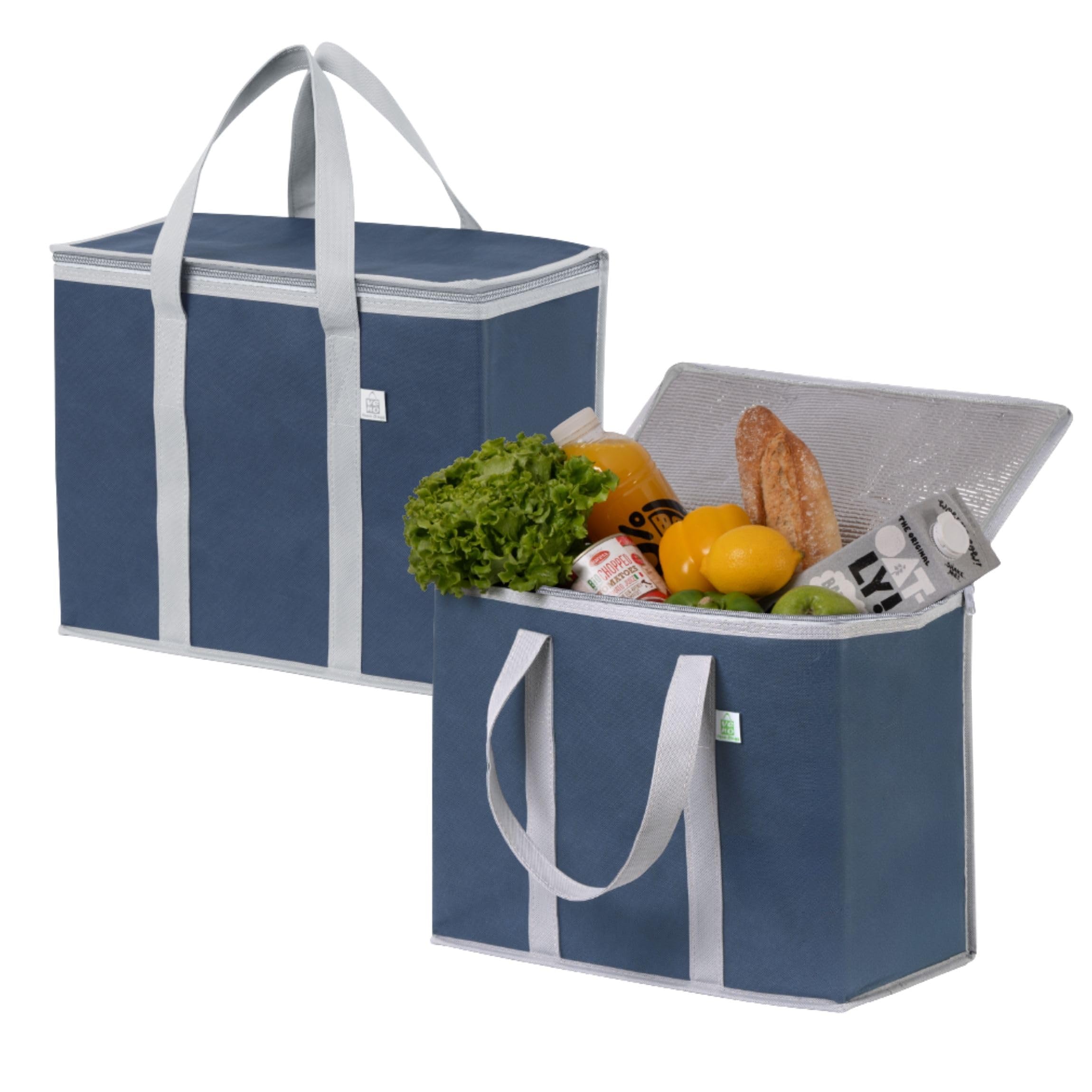 VENO 2-pack cooler bags folded for compact storage and quick grocery trips.