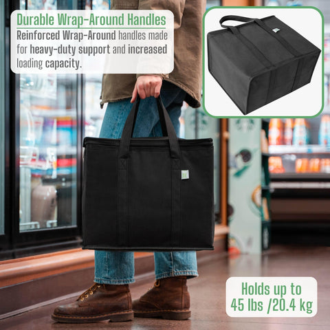 VENO bags – stands upright to keep groceries organized during loading.