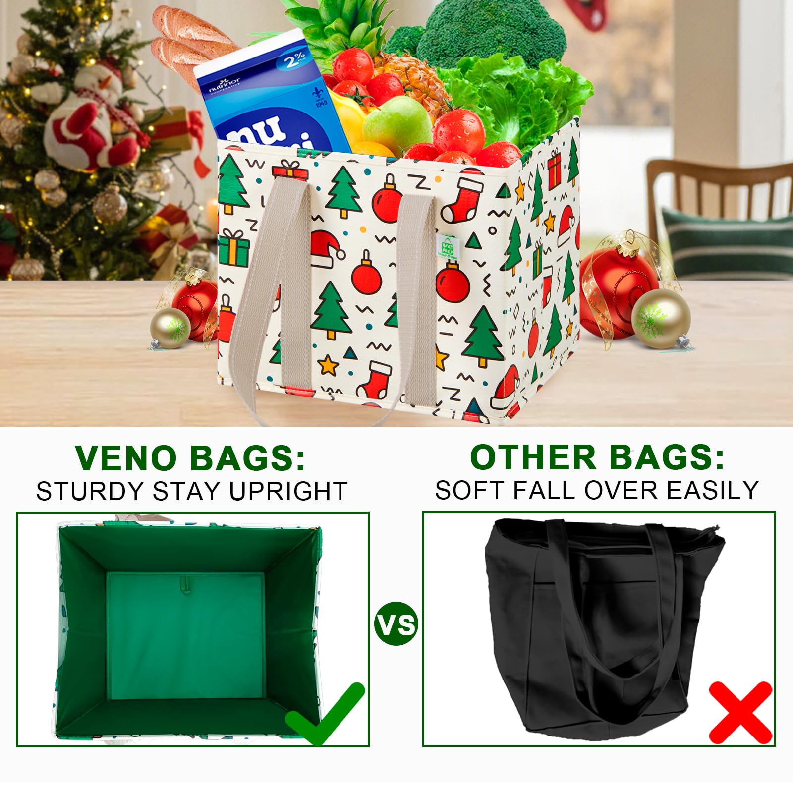 VENO tote built to handle up to 40 lbs of groceries