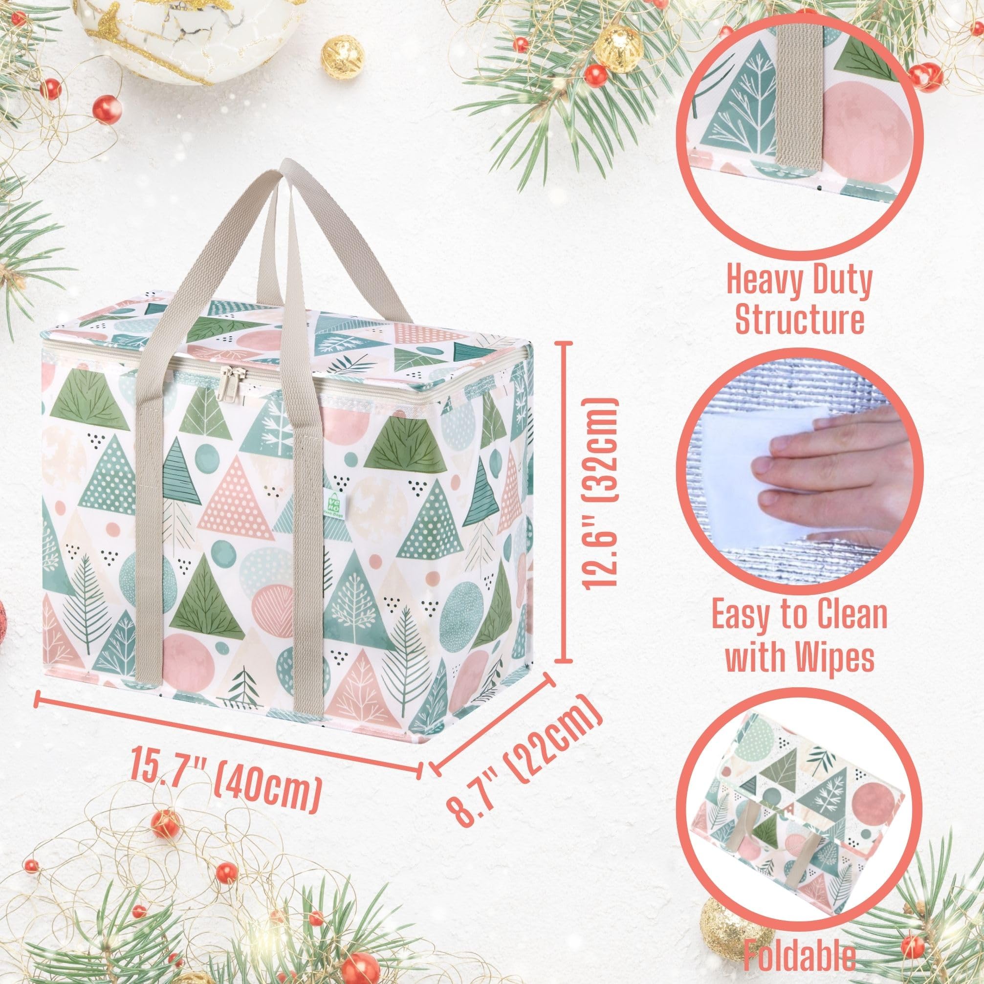 VENO cooler bag with durable handles ready for heavy holiday shopping trips.