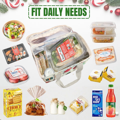 VENO Christmas lunch bag folded-compact design for easy storage.