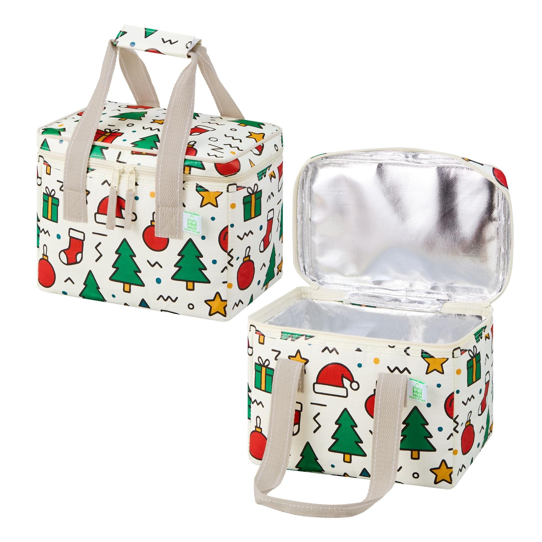 VENO Christmas lunch bag front design shows festive style and practical storage.