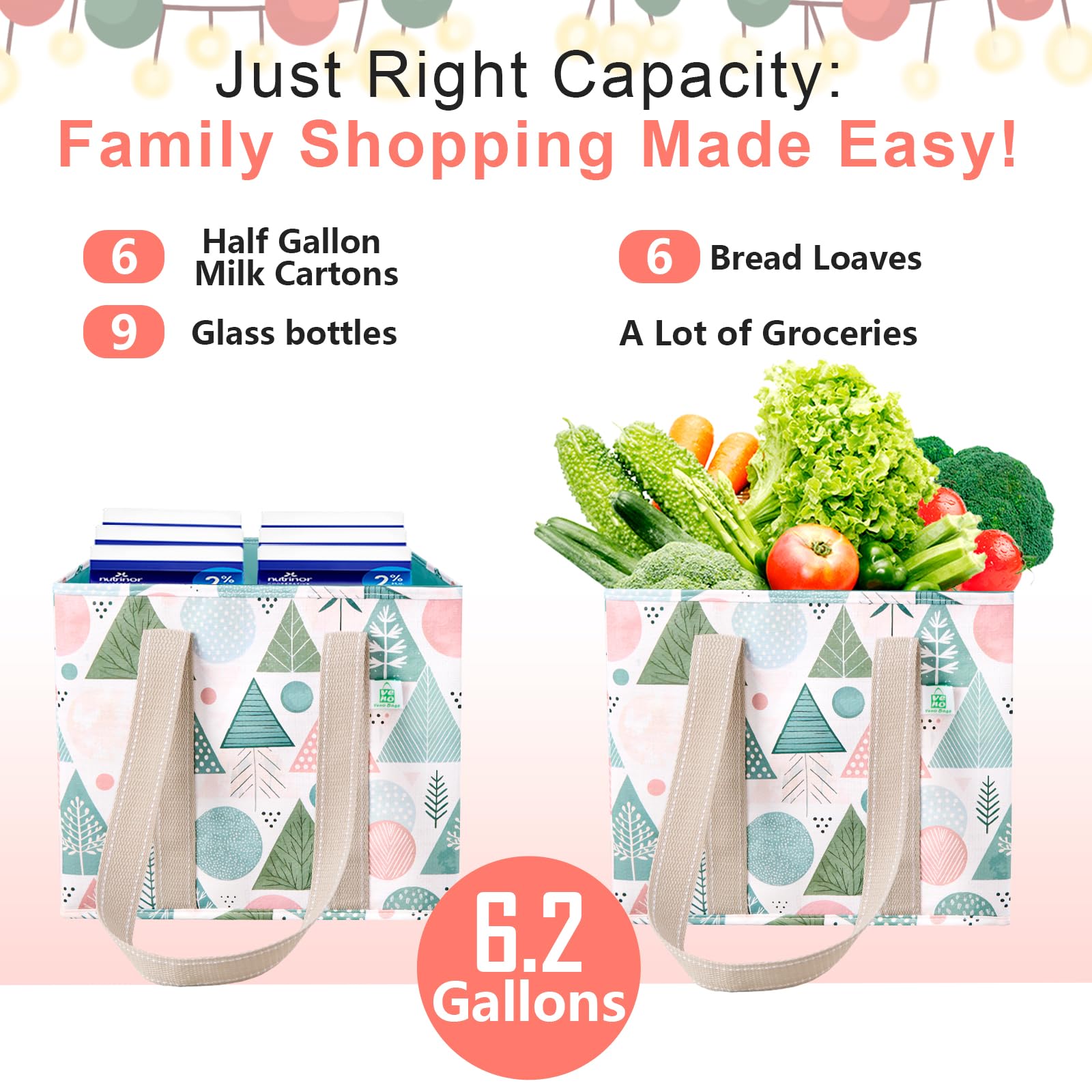 VENO rigid heavy-duty structure supports up to 40 lbs of groceries