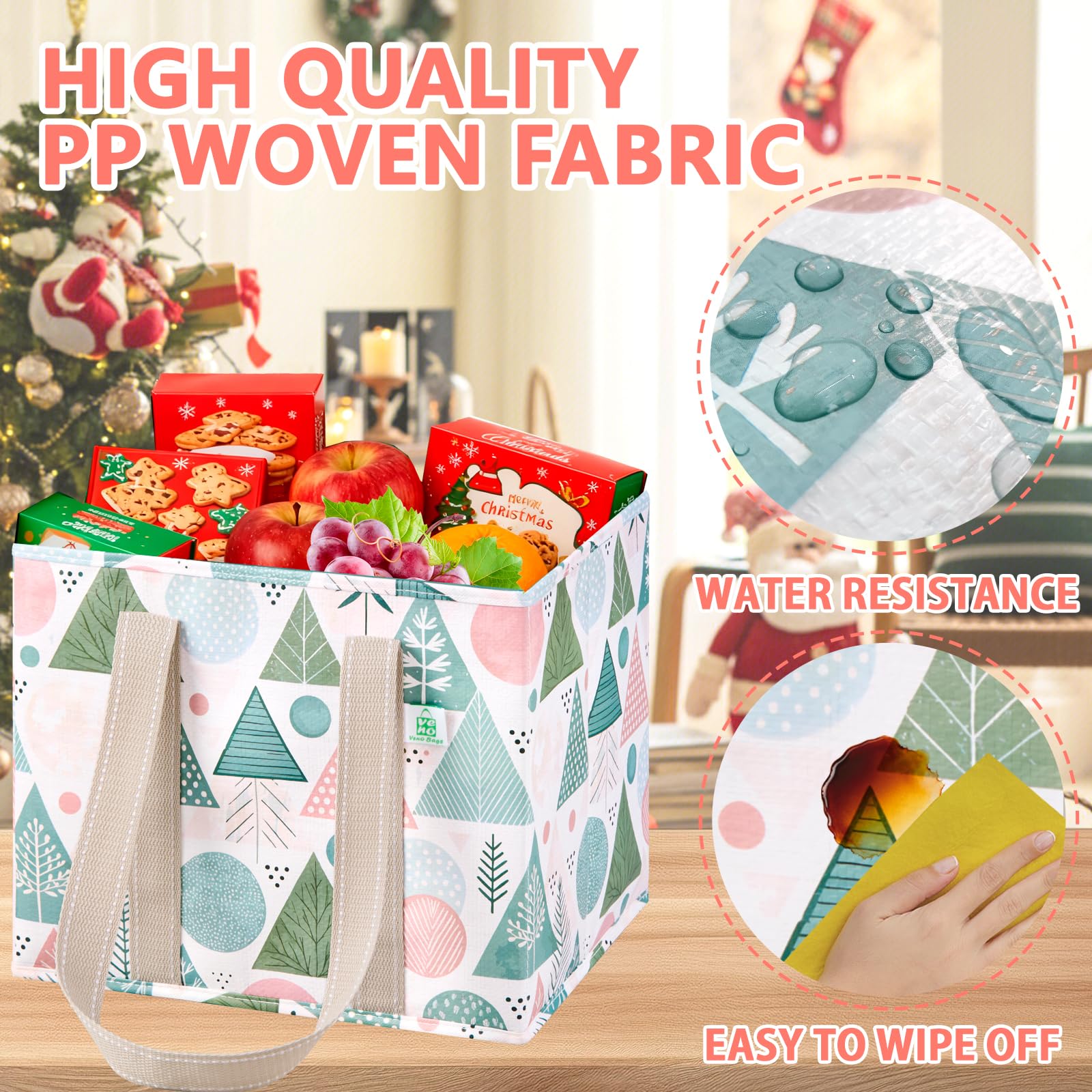 Water-resistant material protects contents during travel with VENO Christmas bags