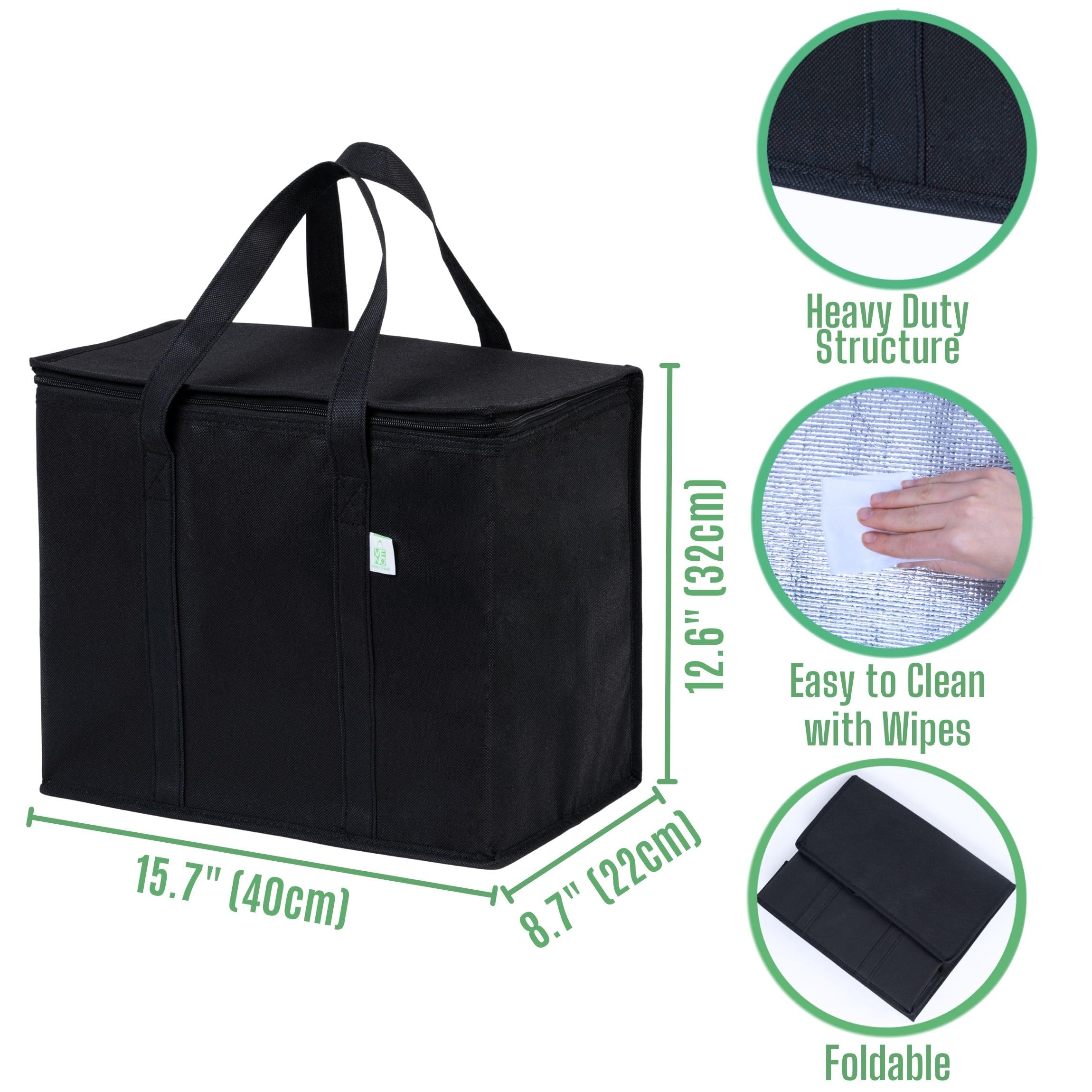 VENO collapsible cooler bag folded flat for easy storage and transport.