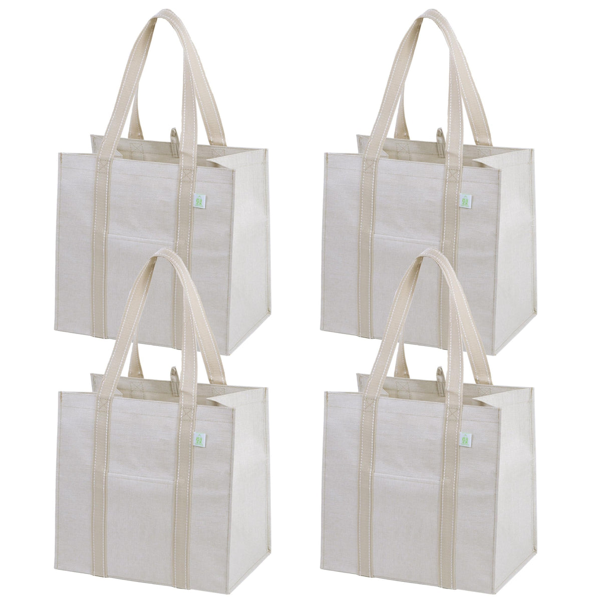 VENO four-pack reusable grocery bags folded compactly for storage.