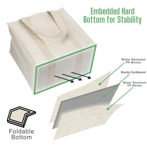 VENO four-pack with hard bottom keeps items upright during transport.
