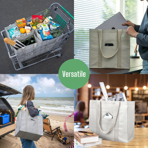 VENO multi-use bags ready for groceries, beach, work, or picnics.