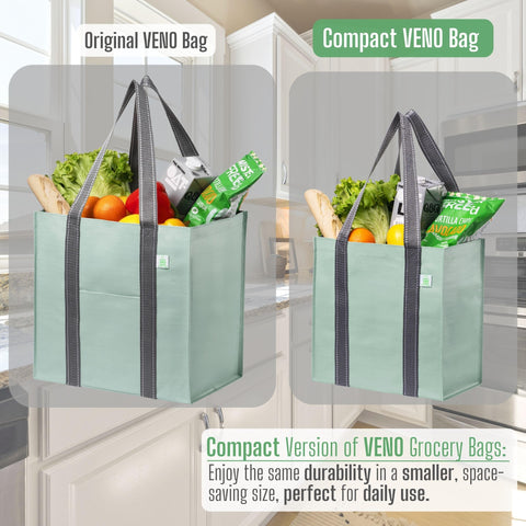 VENO green bag promotes eco-friendly shopping with sturdy carry options.