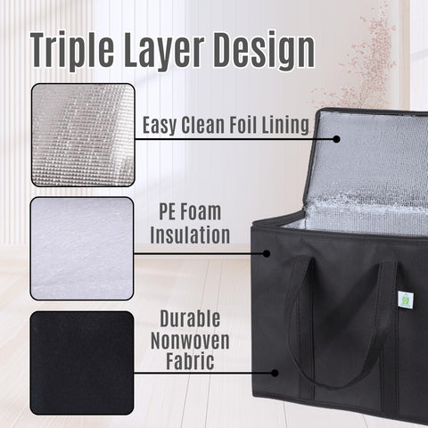 VENO heavy-duty non-woven fabric supports 45 lbs for grocery loads.