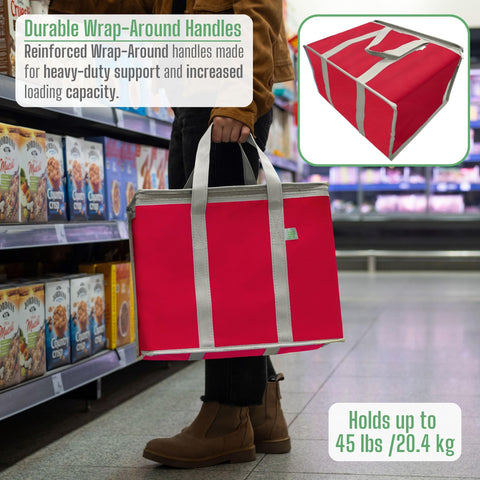 VENO reinforced handles support heavy loads up to 45 pounds.