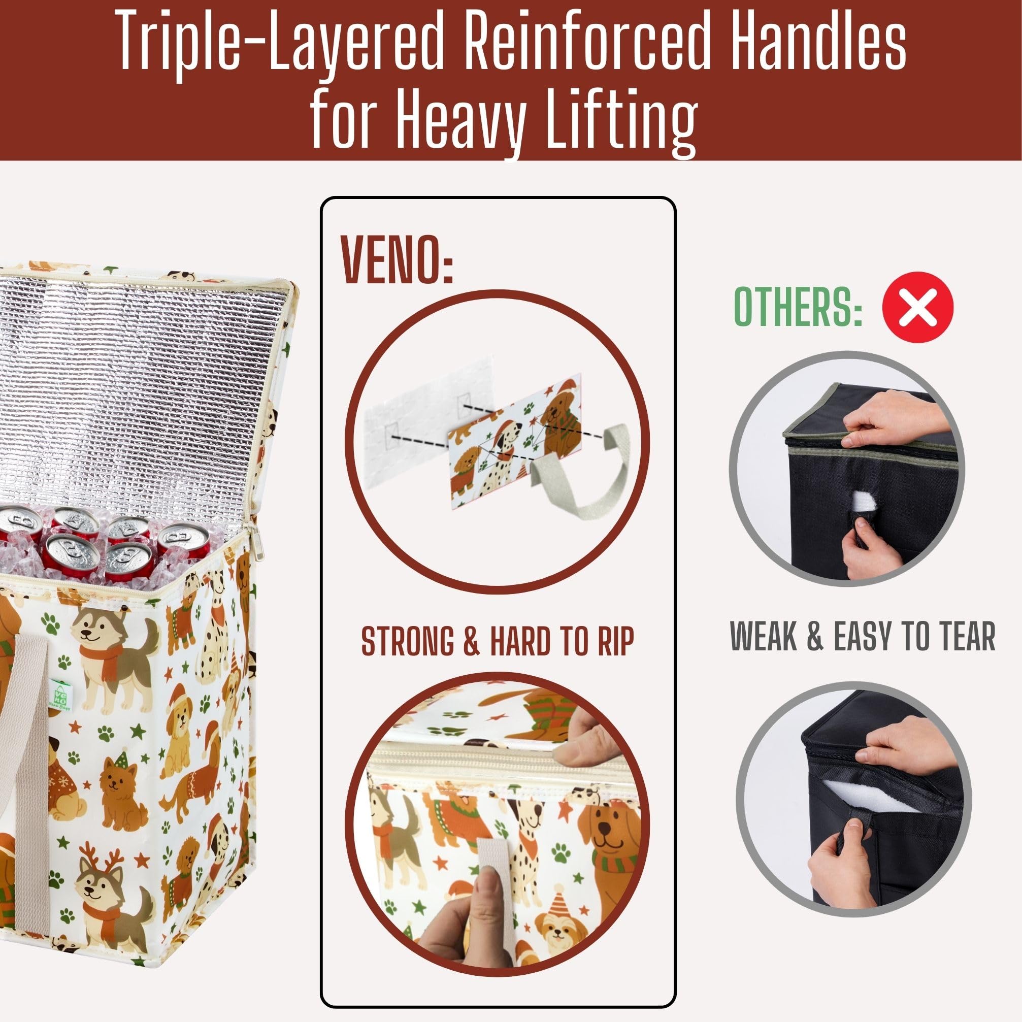 VENO reusable grocery bag collapses for compact storage