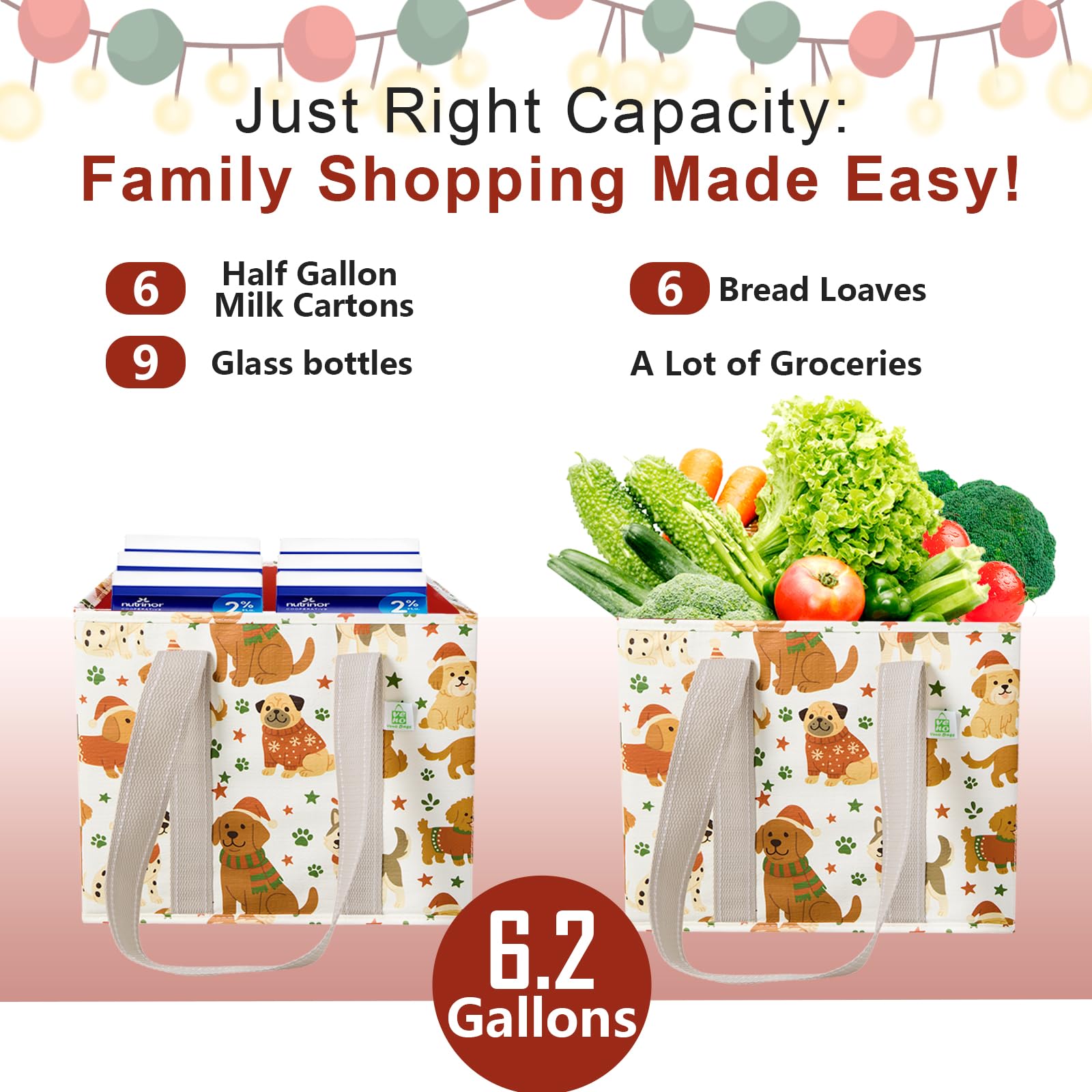 VENO tote with rigid sides resists tearing when carrying bulky items.