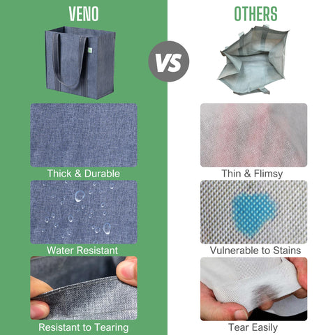 VENO sustainable, stylish gray grocery tote for eco-friendly shopping.
