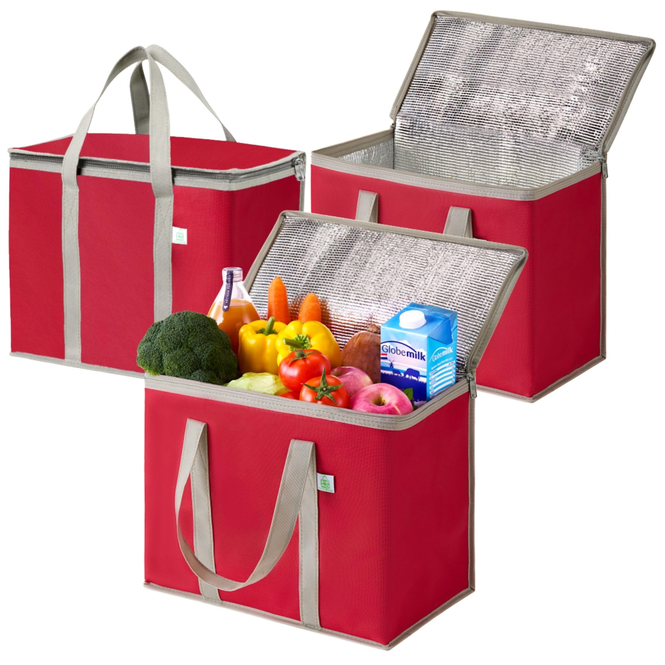 VENO three-pack cooler bag in red folded for compact storage.