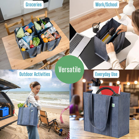 VENO organizing totes simplify sorting groceries in the cart with easy unloading.