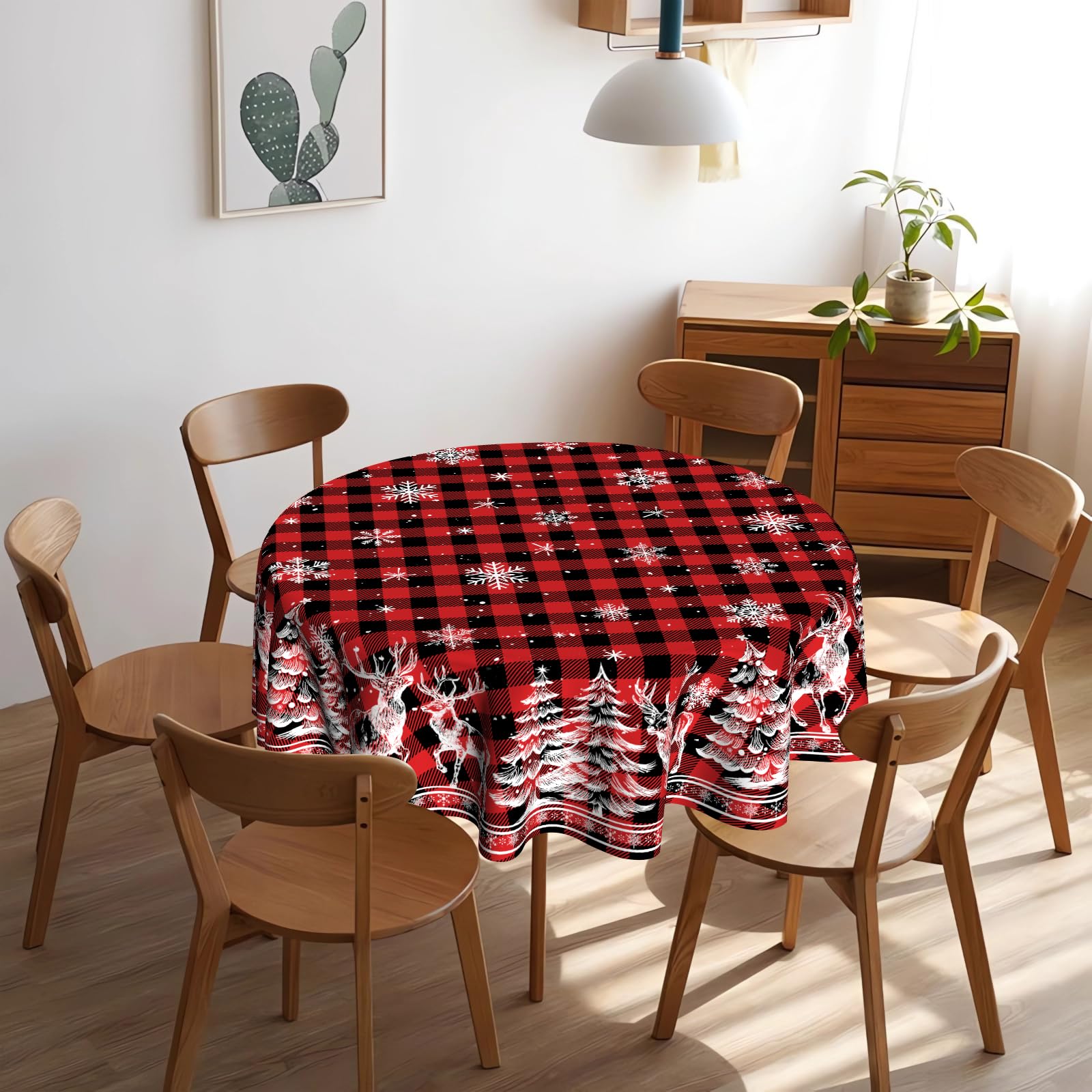 VentuCoven Christmas tree round tablecloth enhances holiday centerpiece